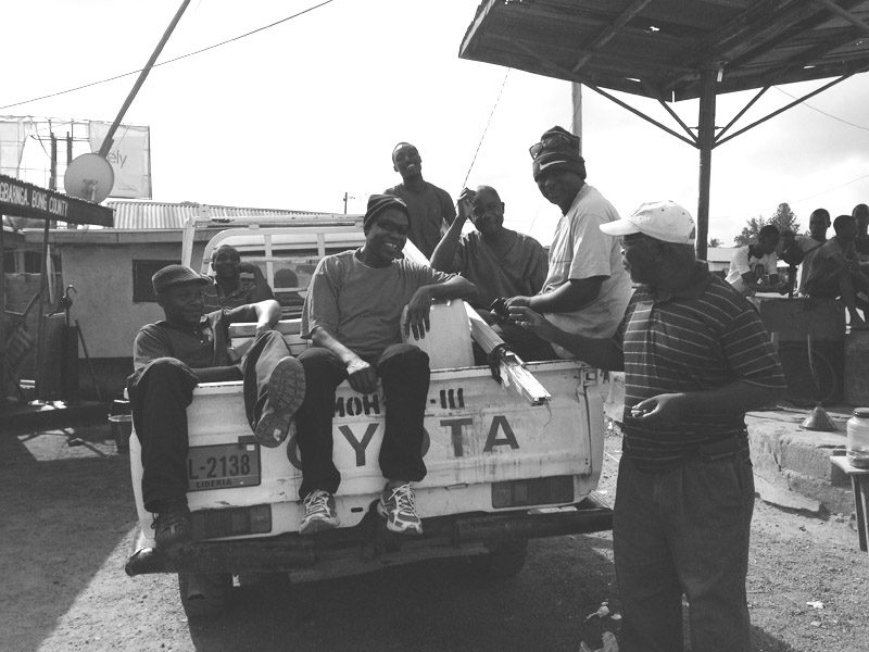 Travel in Africa is always fun. Due to a fuel shortage, we ended up buying fuel on the black market. We talked them down from $ 8. per gallon to $ 6. because of the humanitarian nature of our mission. As you can see, most of the team rode in the back of the trucks for up to 5 hours per day to get to and from the clinics.