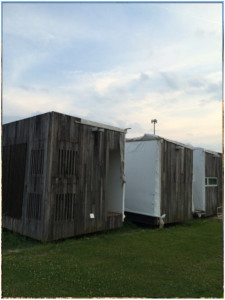 Three sections of house ready to be re-assembled.